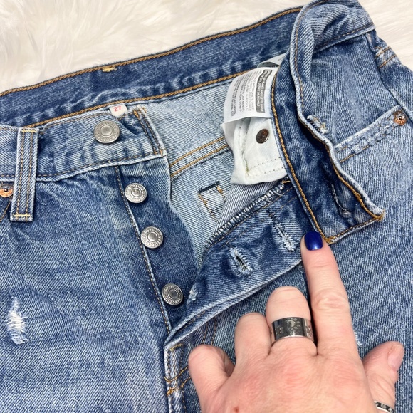 👖|•LEVI'S•| Leather Patch Rad Cool Skinny Straight Wedgie Jeans Size 27👖 - Picture 6 of 10